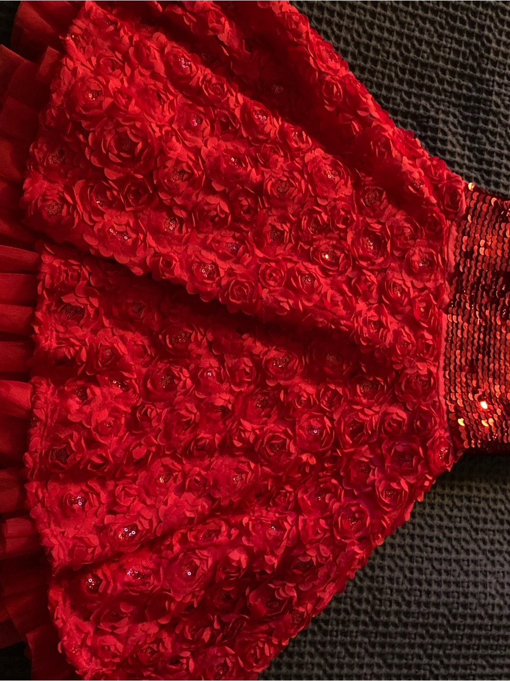 Red Rosette Sequin Party Dress